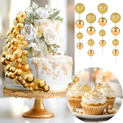 60pcs بريق كرات الكرات زخارف الرغوة كعكة الكعكة أعلى كرات البالون البالون كب كيك أعلى لزينة كعكة حفلة استحمام الطفل (سلسلة بريق الوردي) in Kuwait