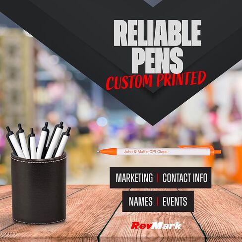 RevMark Personalized Ballpoint Pen, Custom Printed Name, Business or Event Information, Timeless Advertising, USA Made Pens, Promotional Marketing, Smooth Black Ink, Bulk Pack (Green,50 Ct.) in Kuwait