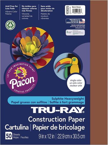 Tru-Ray Construction Paper, 100% Sulphite, 9 x 12, Warm Brown, 50 Sheets [Set of 3] in Saudi Arabia