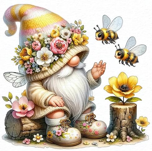 Auremi 5D Colourful Gnome Diamond Painting Kits, Gnome Diamond Art Painting Kits for Adults DIY Full Drill Diamond Dots Crystal Craft Kits for Home Wall Decor Gifts 11.8x11.8 inch in Saudi Arabia