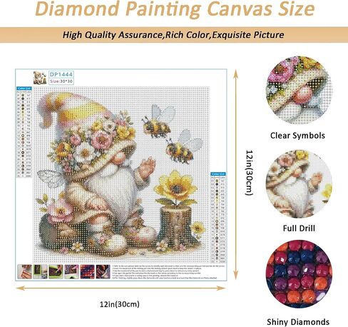 Auremi 5D Colourful Gnome Diamond Painting Kits, Gnome Diamond Art Painting Kits for Adults DIY Full Drill Diamond Dots Crystal Craft Kits for Home Wall Decor Gifts 11.8x11.8 inch in Saudi Arabia