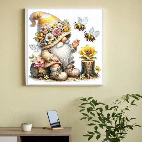 Auremi 5D Colourful Gnome Diamond Painting Kits, Gnome Diamond Art Painting Kits for Adults DIY Full Drill Diamond Dots Crystal Craft Kits for Home Wall Decor Gifts 11.8x11.8 inch in Saudi Arabia