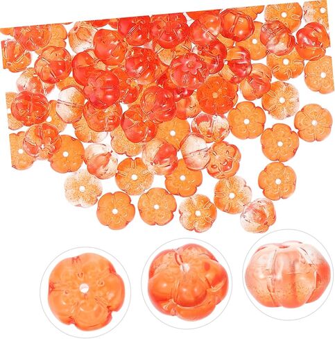 100pcs خرز اليقطين المخرم من الزجاج التشيكي حبات القرع البرتقالي الفاصل حبات جاك أو فانوس حبات هوليلين بين كآبة الخرز DIY حبات فضفاضة لمجوهرات DIY الملحقات الحرفية in Kuwait
