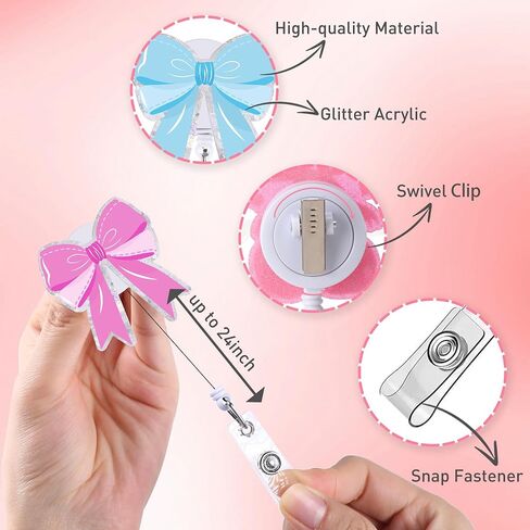 4 Pcs Phlebotomy Badge Reels, Retractable Funny Pink Glitter ID Badge Holder with Swivel Clip, Phlebotomy Essentials and Phlebotomist Gifts in Saudi Arabia