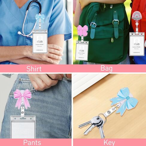 4 Pcs Phlebotomy Badge Reels, Retractable Funny Pink Glitter ID Badge Holder with Swivel Clip, Phlebotomy Essentials and Phlebotomist Gifts in Saudi Arabia
