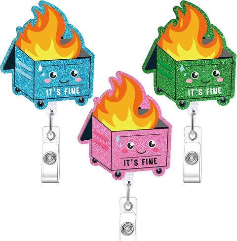 4 Pcs Phlebotomy Badge Reels, Retractable Funny Pink Glitter ID Badge Holder with Swivel Clip, Phlebotomy Essentials and Phlebotomist Gifts in Kuwait