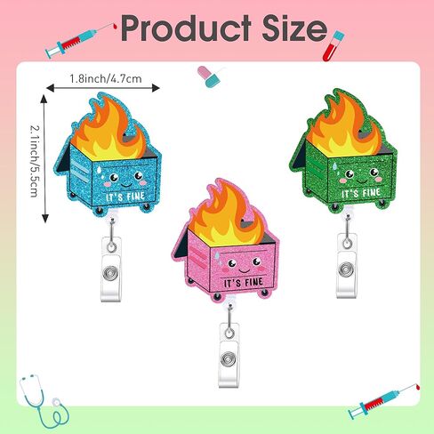 4 Pcs Phlebotomy Badge Reels, Retractable Funny Pink Glitter ID Badge Holder with Swivel Clip, Phlebotomy Essentials and Phlebotomist Gifts in Kuwait