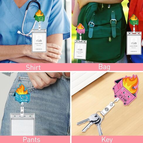 4 Pcs Phlebotomy Badge Reels, Retractable Funny Pink Glitter ID Badge Holder with Swivel Clip, Phlebotomy Essentials and Phlebotomist Gifts in Kuwait