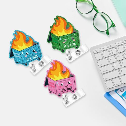 4 Pcs Phlebotomy Badge Reels, Retractable Funny Pink Glitter ID Badge Holder with Swivel Clip, Phlebotomy Essentials and Phlebotomist Gifts in Kuwait