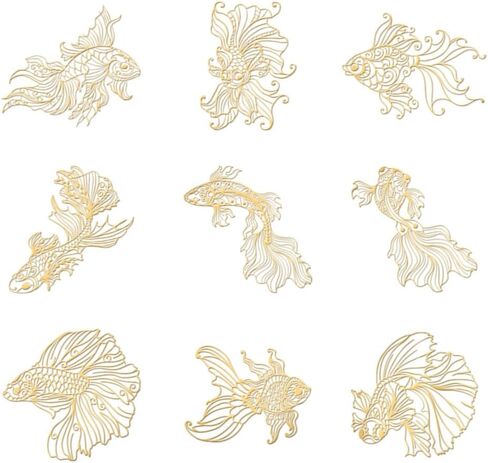 OLYCRAFT 9PCS 1.6x1.6 بوصة التايلاندية ساك يانت الذهب ملصقات معدنية: النمر ، الثعلب التسعة الذيل ، الكتاب المقدس للكتب القصاصات ، الحرف اليدوية ديي ، زخرفة الهاتف in Saudi Arabia