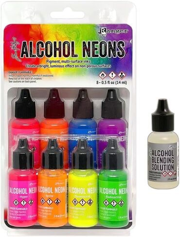 Tim Holtz Alcohol Neons, 8-Pack Ink Set with 0.5 fl oz Blending Solution in Saudi Arabia