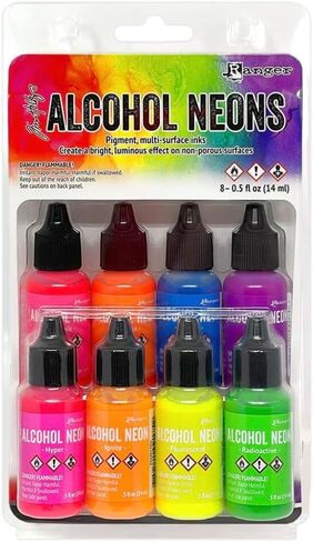 Tim Holtz Alcohol Neons, 8-Pack Ink Set with 0.5 fl oz Blending Solution in Saudi Arabia