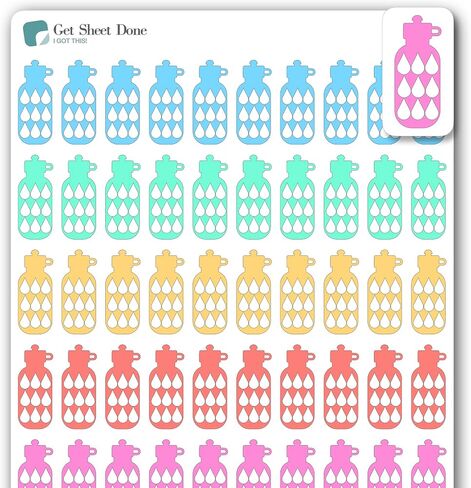 Water Habit Tracker Planne Sticker / 60 Daily Write In Smudge Proof Vinyl Stickers (1/2"H) / Hydrate Tracking Health Wellness Self Care/Essential Productivity Life/Bullet Bujo Journal (One Sheet) in Kuwait