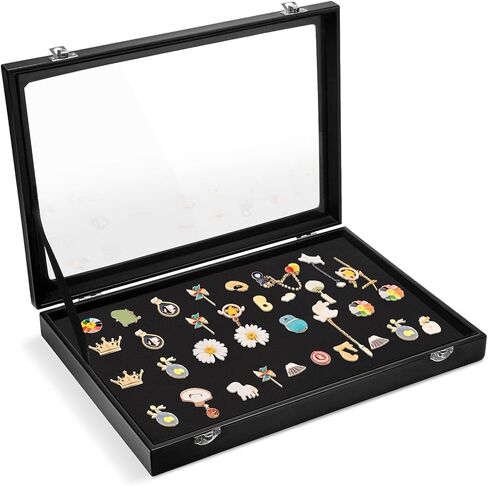 Enamel Pin Display Case Large Enamel Pins Display Frame Dustproof Pin Collection Showcase Storage Organizer Box with Glass 14" X 9" Shadow Box for Military Medals Beach Tags Jewelry Ribbon in Saudi Arabia