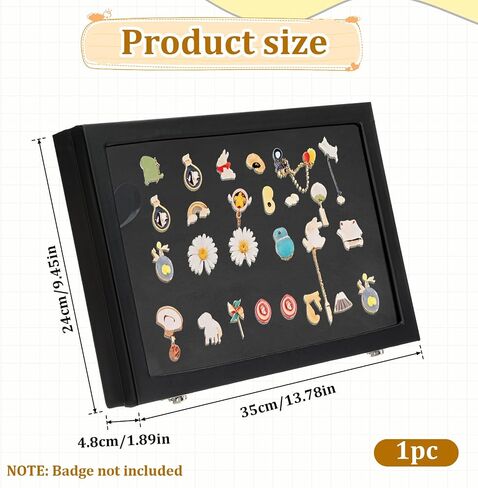 Enamel Pin Display Case Large Enamel Pins Display Frame Dustproof Pin Collection Showcase Storage Organizer Box with Glass 14" X 9" Shadow Box for Military Medals Beach Tags Jewelry Ribbon in Saudi Arabia