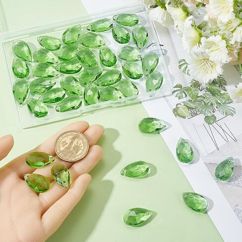 1 صندوق 40pcs 22 مم سحر دموع كبيرة من الأوجه الزجاجية دمعة باهتة شاحب دمعة خضراء قطرة الكمثرى كريستال بيرسستون سحر من أجل المجوهرات صنع السحر مصباح المنزل معلقة in Kuwait