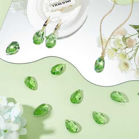 1 صندوق 40pcs 22 مم سحر دموع كبيرة من الأوجه الزجاجية دمعة باهتة شاحب دمعة خضراء قطرة الكمثرى كريستال بيرسستون سحر من أجل المجوهرات صنع السحر مصباح المنزل معلقة in Kuwait