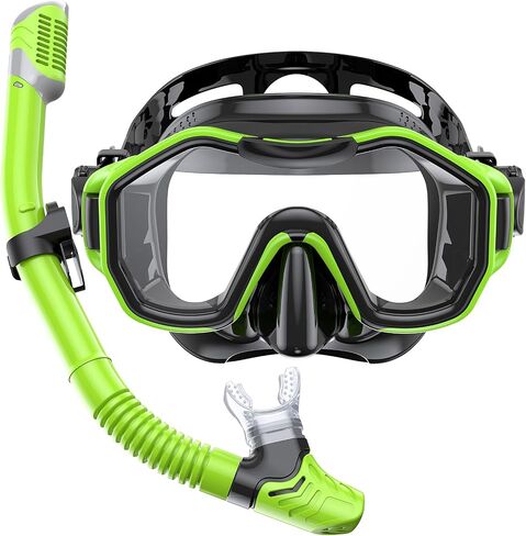 Snorkeling Gear for Adults, Kwambiri Dry-Top Snorkel Set, 180°Panoramic Wide View Diving Mask Breathing Freely Snorkel Mask for Snorkeling Scuba Diving Swimming Travel（Adult） in Saudi Arabia