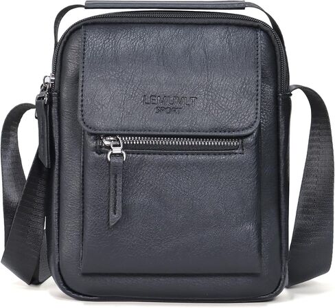 Lemuvlt Medium Crossbody bag for men shoulder bag mens purse satchel leather messenger bag gift(Black) in Kuwait