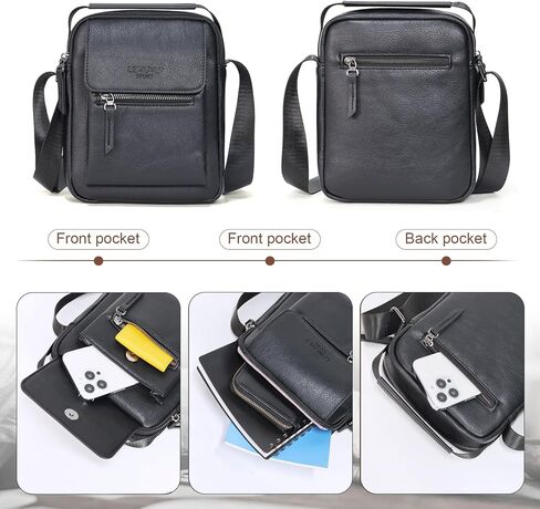 Lemuvlt Medium Crossbody bag for men shoulder bag mens purse satchel leather messenger bag gift(Black) in Kuwait