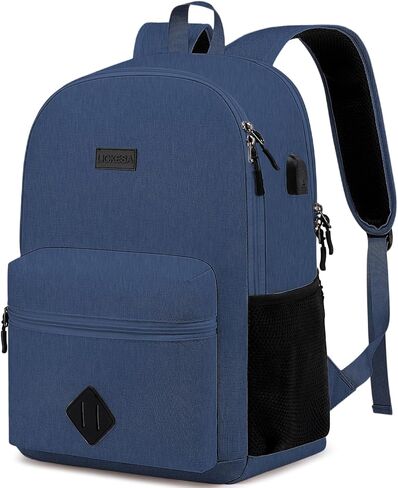 Casual Laptop Backpack,School Backpack Large Bookbag with USB for High School College Students Office Business, Black in Kuwait