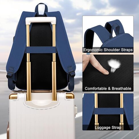 Casual Laptop Backpack,School Backpack Large Bookbag with USB for High School College Students Office Business, Black in Kuwait