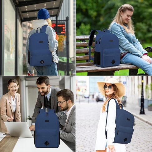 Casual Laptop Backpack,School Backpack Large Bookbag with USB for High School College Students Office Business, Black in Kuwait