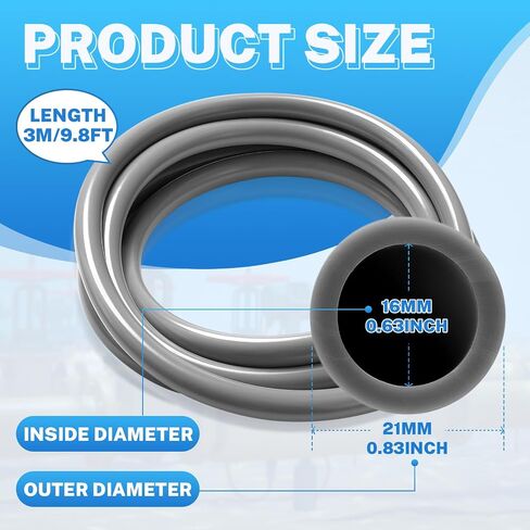Nuanchu 12/16mm 1/2 "ID Aquarium Tubing 3 Meter/10 FT PVC PVC مرنة رمادية البلاستيك خراطيم السمكة خراطيم أسماك خراطيم لفلتر العلبة المائية ، حديقة ، بركة ، terrarium ، تبريد الماء in Kuwait