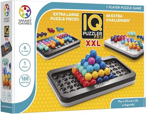 SmartGames - IQ Pro XXL | ألعاب تعليمية 6 سنوات 1 لاعب | ألعاب الطاولة للأطفال 6 سنوات أو أكثر | الألغاز الأطفال والألغاز البالغين مع 188 تحدي in Saudi Arabia