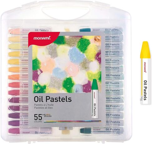 MONAMI Oil Pastels, Jumbo Size Hexagonal Shape Oil Pastels for Kids and Students with Handy Carrying Case, 24 Vivid Colors Pack in Saudi Arabia