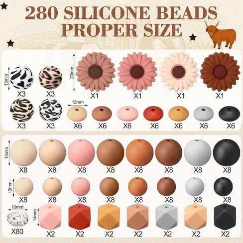 Faccito 302 Pcs Silicone Beads Set Beadable Pens Kit Highland Cow Silicone Focal Beads for Pens Keychain Making,Bracelets,DIY Crafting. in Saudi Arabia