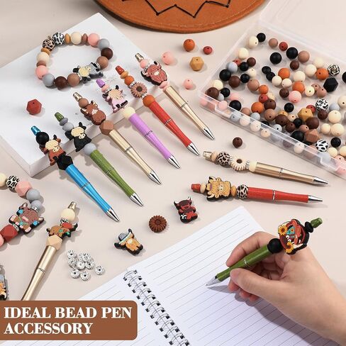 Faccito 302 Pcs Silicone Beads Set Beadable Pens Kit Highland Cow Silicone Focal Beads for Pens Keychain Making,Bracelets,DIY Crafting. in Saudi Arabia