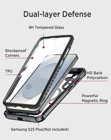 حافظة Miimall رفيعة لهاتف Samsung Galaxy S24 Magsafe، مغناطيسات قوية متوافقة مع MagSafe PC & TPU حافظة مغناطيسية رفيعة للغاية مضادة للخدش ومضادة لبصمات الأصابع ومضادة للصدمات لحافظة هاتف S24، أسود in Saudi Arabia