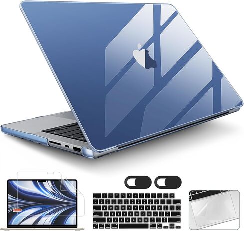 for MacBook Pro 14 Inch 2024 2023 2022 2021 Release M4 A3112 A3401 A3185 M3 A2918 A2992 M2 A2779 M1 A2442 Pro/Max Chip, Plastic Hard Shell Case with Keyboard Cover, Haze Blue in Saudi Arabia