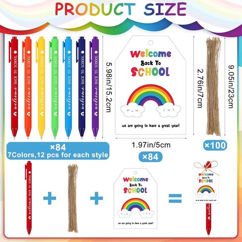 84 Sets Welcome Back to School Gifts Bulk Ballpoint Pens Greeting Cards Set with Rope First Day of School Gift Supplies for Students Teachers Classroom Favors Party Prizes Teacher Appreciation Gifts in Saudi Arabia