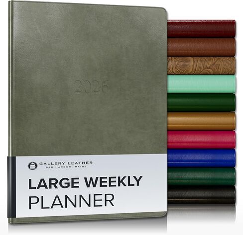 معرض Leather Pocket Weekly Monthly Planner 2026 ، مخطط التقويم المربوطة بأناقة ودفتر ملاحظات مع حواف صفحات ذهبية أنيقة ، 12 شهرًا - Acadia Cynangea - 6 × 3.25 " in Kuwait