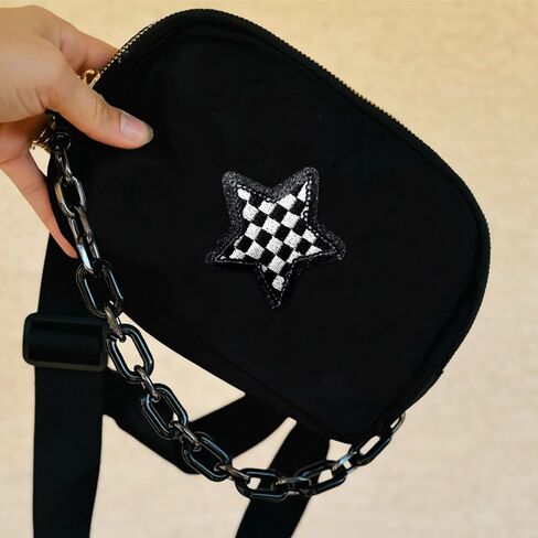 Embroidered Applique 10Pcs Sequin Stars Iron On Patches Checkerboard Cute Sew On Lovely DIY Craft Accessories for Clothing Backpacks Jackets Bag in Saudi Arabia