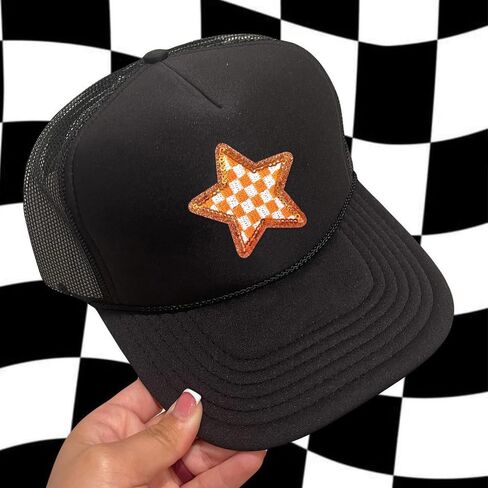 Embroidered Applique 10Pcs Sequin Stars Iron On Patches Checkerboard Cute Sew On Lovely DIY Craft Accessories for Clothing Backpacks Jackets Bag in Saudi Arabia