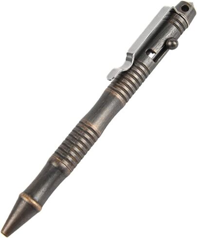 Solid Brass Bolt Action Pen, Metal Writing EDC Pen with Premium Black Refill Comes With Black Pen Pouch, Gift for Office, Business, Executive (Retro Black) in Saudi Arabia