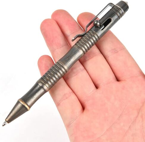 Solid Brass Bolt Action Pen, Metal Writing EDC Pen with Premium Black Refill Comes With Black Pen Pouch, Gift for Office, Business, Executive (Retro Black) in Saudi Arabia
