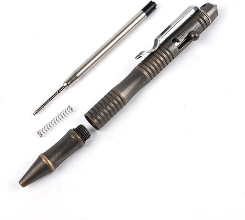 Solid Brass Bolt Action Pen, Metal Writing EDC Pen with Premium Black Refill Comes With Black Pen Pouch, Gift for Office, Business, Executive (Retro Black) in Saudi Arabia