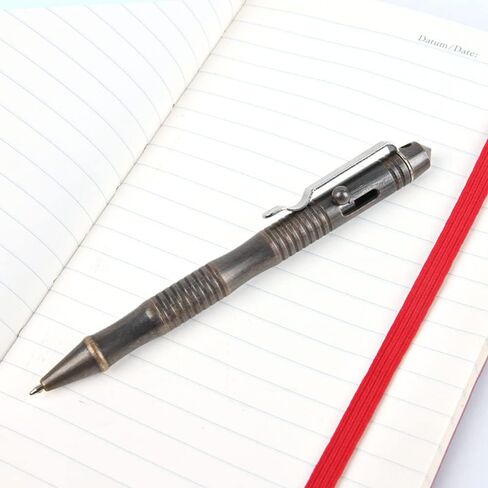 Solid Brass Bolt Action Pen, Metal Writing EDC Pen with Premium Black Refill Comes With Black Pen Pouch, Gift for Office, Business, Executive (Retro Black) in Saudi Arabia