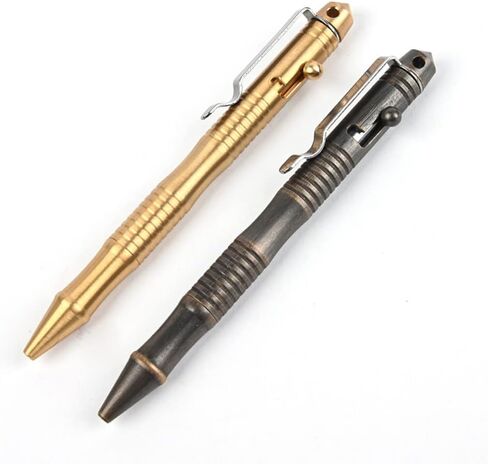 Solid Brass Bolt Action Pen, Metal Writing EDC Pen with Premium Black Refill Comes With Black Pen Pouch, Gift for Office, Business, Executive (Retro Black) in Saudi Arabia