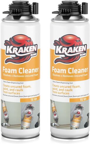 منظف ​​مسدس رذاذ كراكن بوند - (1 × 12.3 أونصة) رذاذ منظف عازل من رغوة البولي يوريثين، يذيب الرغوة المتوسعة غير المعالجة، رذاذ منظف رغوي لمتانة ممتدة للأداة - عبوة واحدة in Kuwait