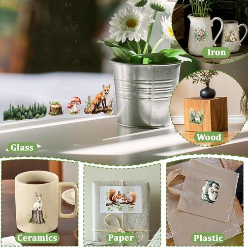 WANDIC 6PCS Rub On Transfer Stickers, Luminous Forest Animals Transfer Decals Waterproof Sticker for Furniture and Scrapbooking,15 * 30cm in Saudi Arabia
