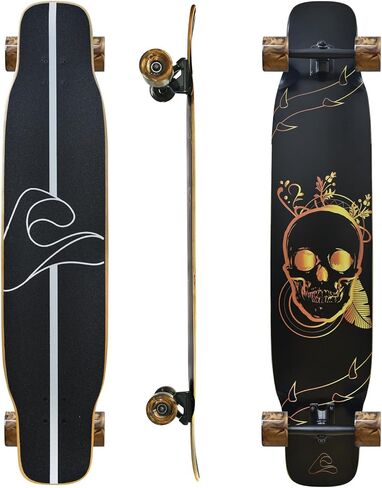 46 "لوح التزلج Longboard للأطفال المراهقين والكبار ، Pro Cruiser Surfskate Longboard ، 7 طبقات من خشب القيقب الخشب مزدوج ركلة مقعرة ، محامل ABEC-9 ، عجلات كبيرة 70 مم ، شاحنات الألومنيوم in Kuwait