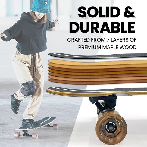 46 "لوح التزلج Longboard للأطفال المراهقين والكبار ، Pro Cruiser Surfskate Longboard ، 7 طبقات من خشب القيقب الخشب مزدوج ركلة مقعرة ، محامل ABEC-9 ، عجلات كبيرة 70 مم ، شاحنات الألومنيوم in Kuwait