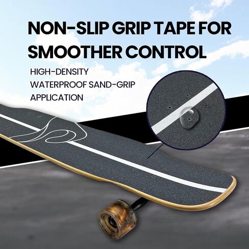46 "لوح التزلج Longboard للأطفال المراهقين والكبار ، Pro Cruiser Surfskate Longboard ، 7 طبقات من خشب القيقب الخشب مزدوج ركلة مقعرة ، محامل ABEC-9 ، عجلات كبيرة 70 مم ، شاحنات الألومنيوم in Kuwait