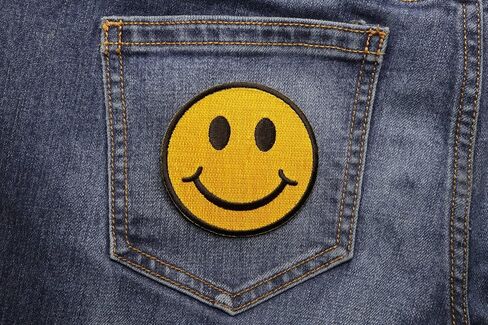 Smiley Face Patch - 3x3 inch. Embroidered Iron on Patch in Saudi Arabia