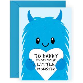 CENTRAL 23 Birthday Card For Men - Daddy From Your Little Monster - Funny Fathers Day Cards For Dad Uncle - Greeting Cards From Son Daughter - Gifts For Him - Comes With Fun Stickers